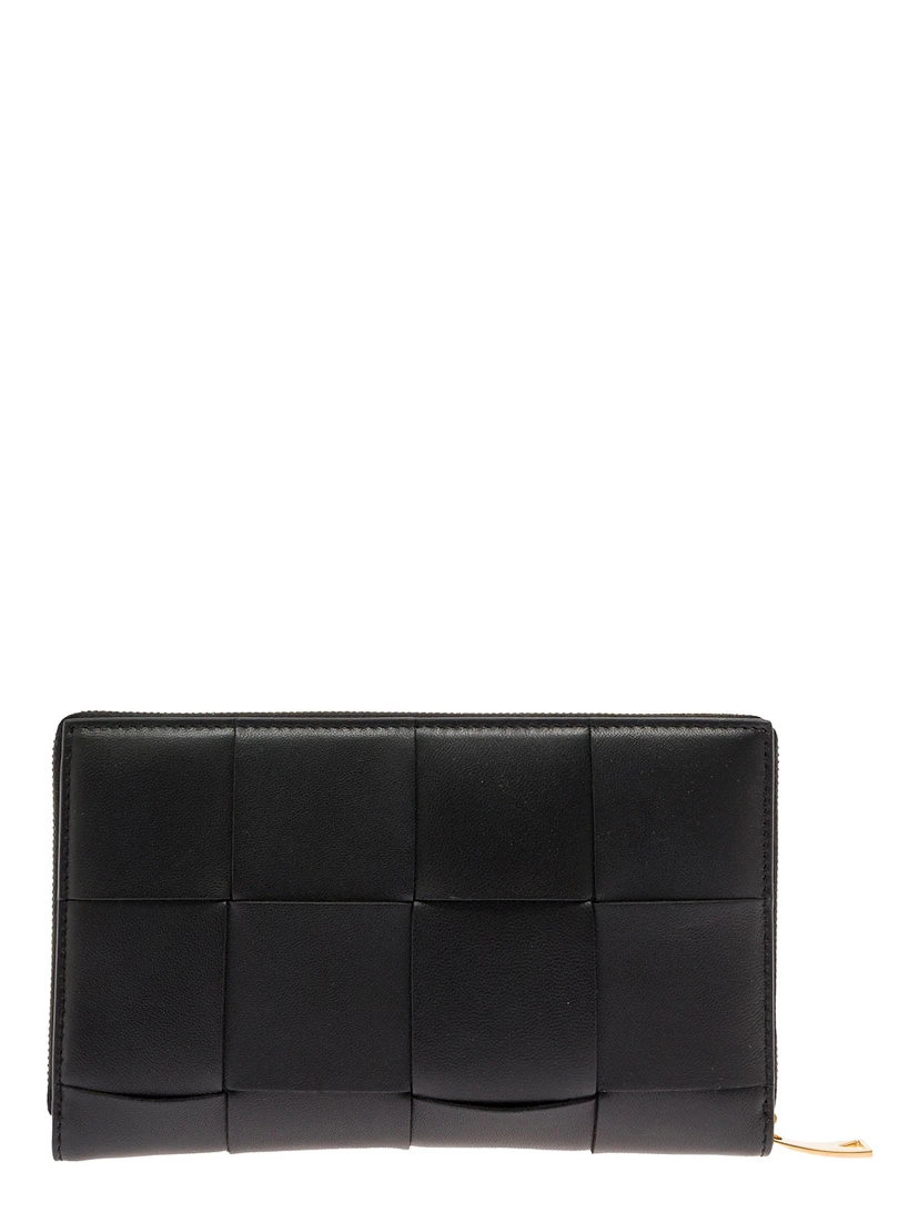 Black Intreccio Nappa Leather Wallet Bottega Veneta Woman