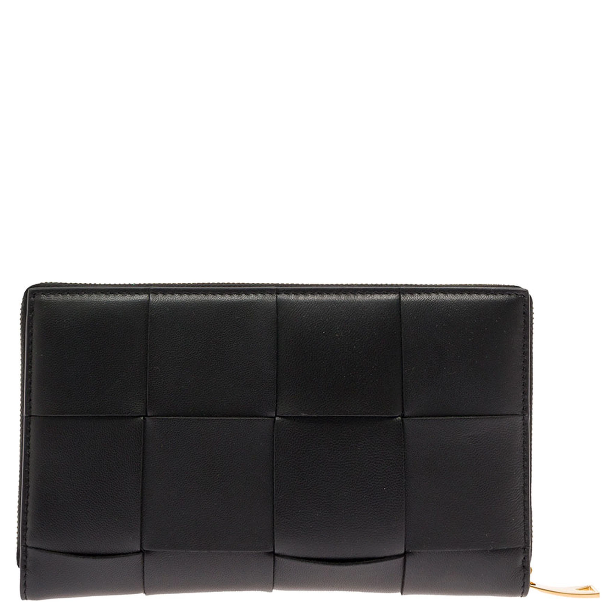 Black Intreccio Nappa Leather Wallet Bottega Veneta Woman