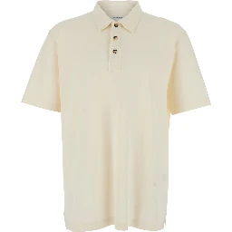White Polo Shirt with Classic Collar and Logo Embroidery Detail on the Front in Cotton Man