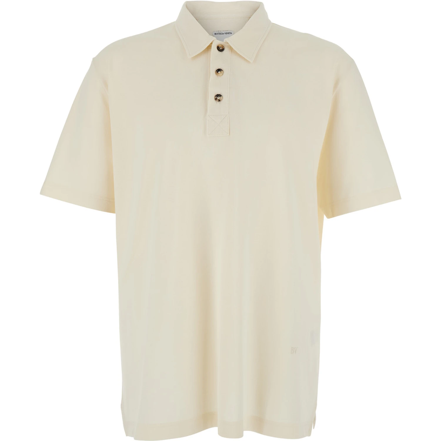 White Polo Shirt with Classic Collar and Logo Embroidery Detail on the Front in Cotton Man