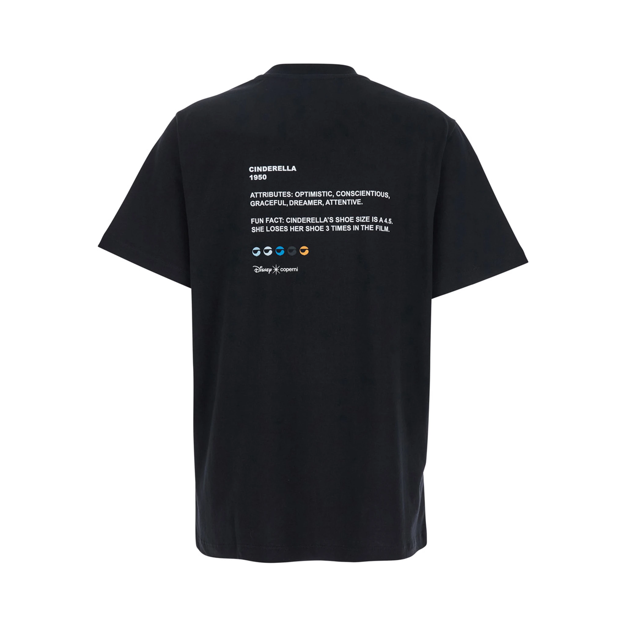 Cinderella Black T-Shirt with Logo Printed on the Front and Print on the Back in Cotton Woman