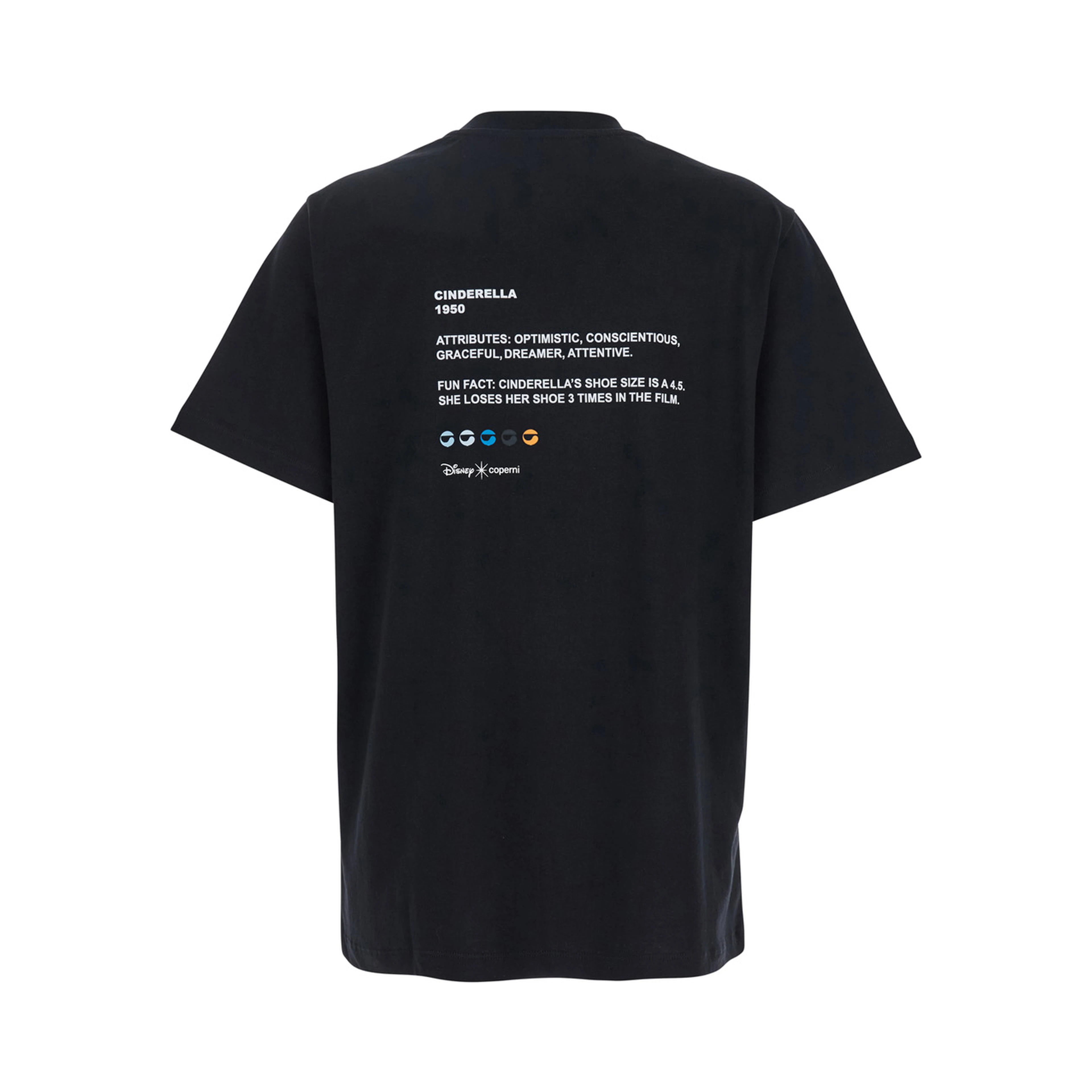 Cinderella Black T-Shirt with Logo Printed on the Front and Print on the Back in Cotton Woman