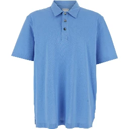 Blue Polo Shirt with Classic Collar and Logo Embroidery Detail on the Front in Cotton Man