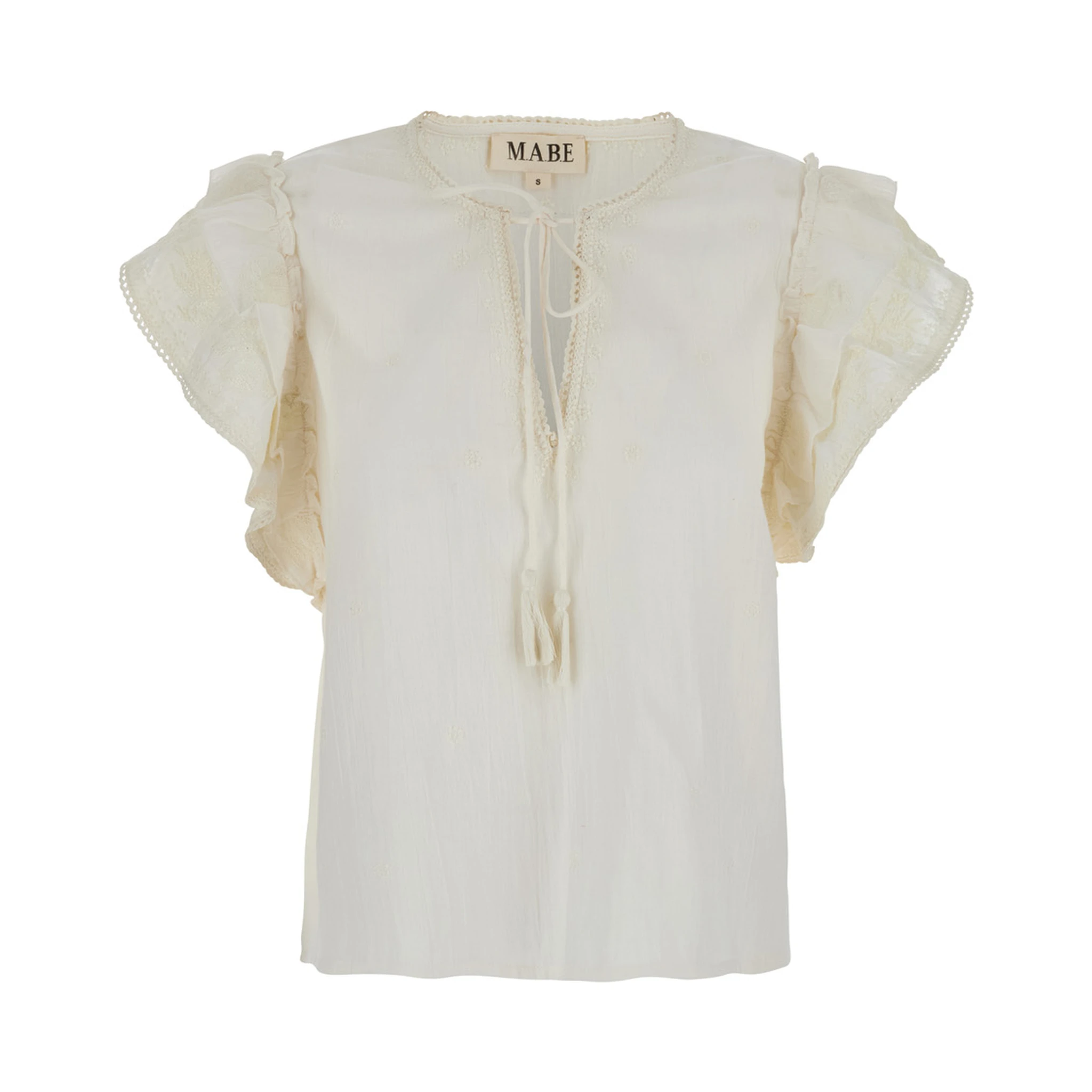 White Top with V-Neck on the Front and Knot Closure in Fabric Woman