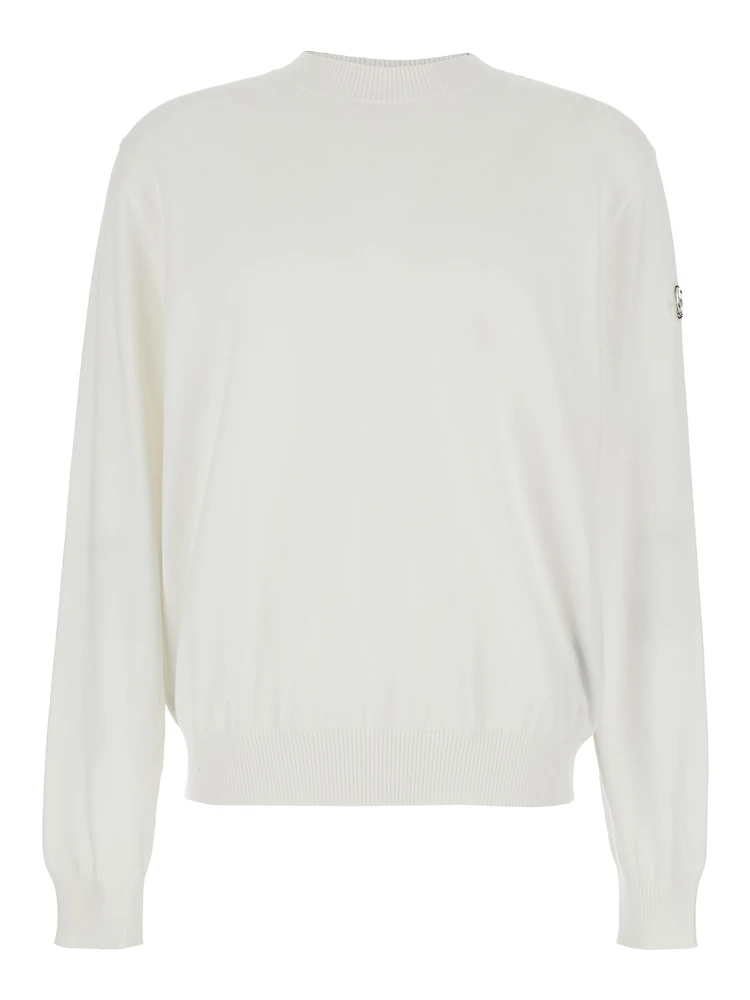 Multicolor Crewneck Sweater with Logoed Motif with Car Print and Logo Patch in Cotton Man