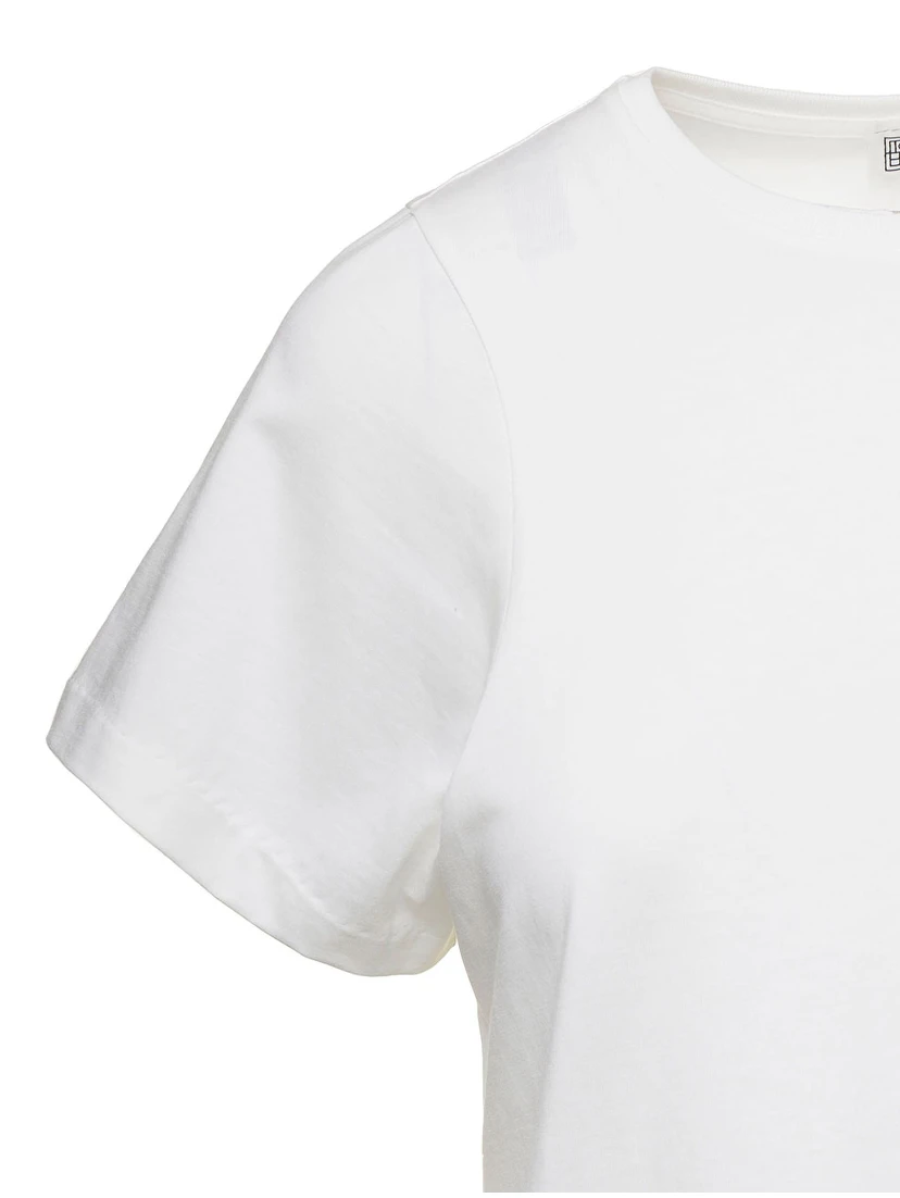 Crewneck T-Shirt in White Cotton Woman