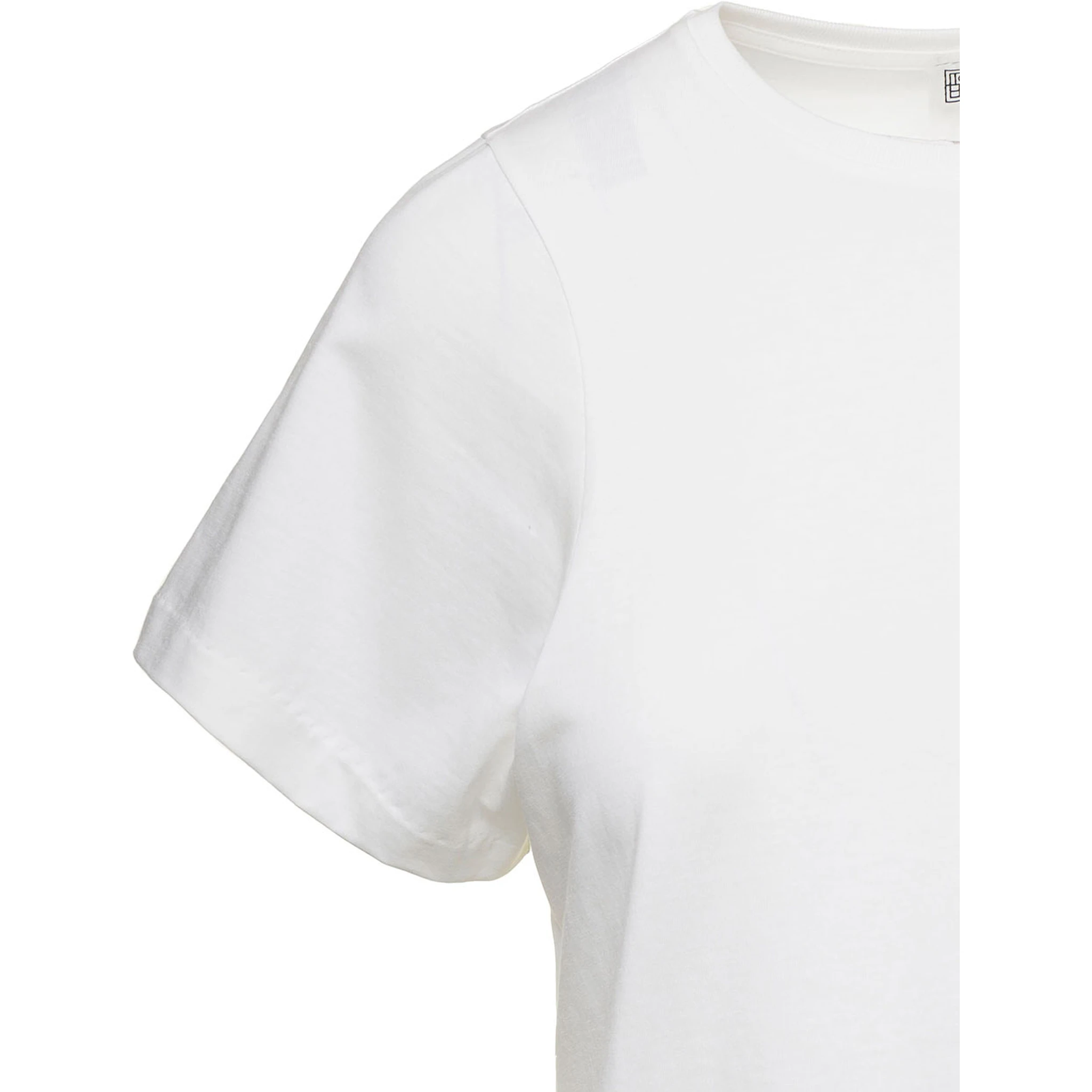 Crewneck T-Shirt in White Cotton Woman