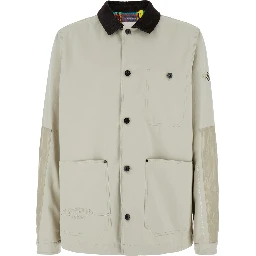 Jeike Beige Jacket with Ribbed Classic Collar and Logo Patch on the Sleeve in Cotton Man