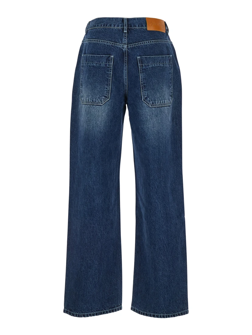 Essentia Blue Jeans with Logo Patch on the Rear in Denim Man