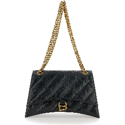 Crush M Black Crossbody Bag with B Logo in Crush Quilted Leather Woman