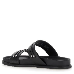Effie Black Sandals with Two Buckle Closure in Leather Woman