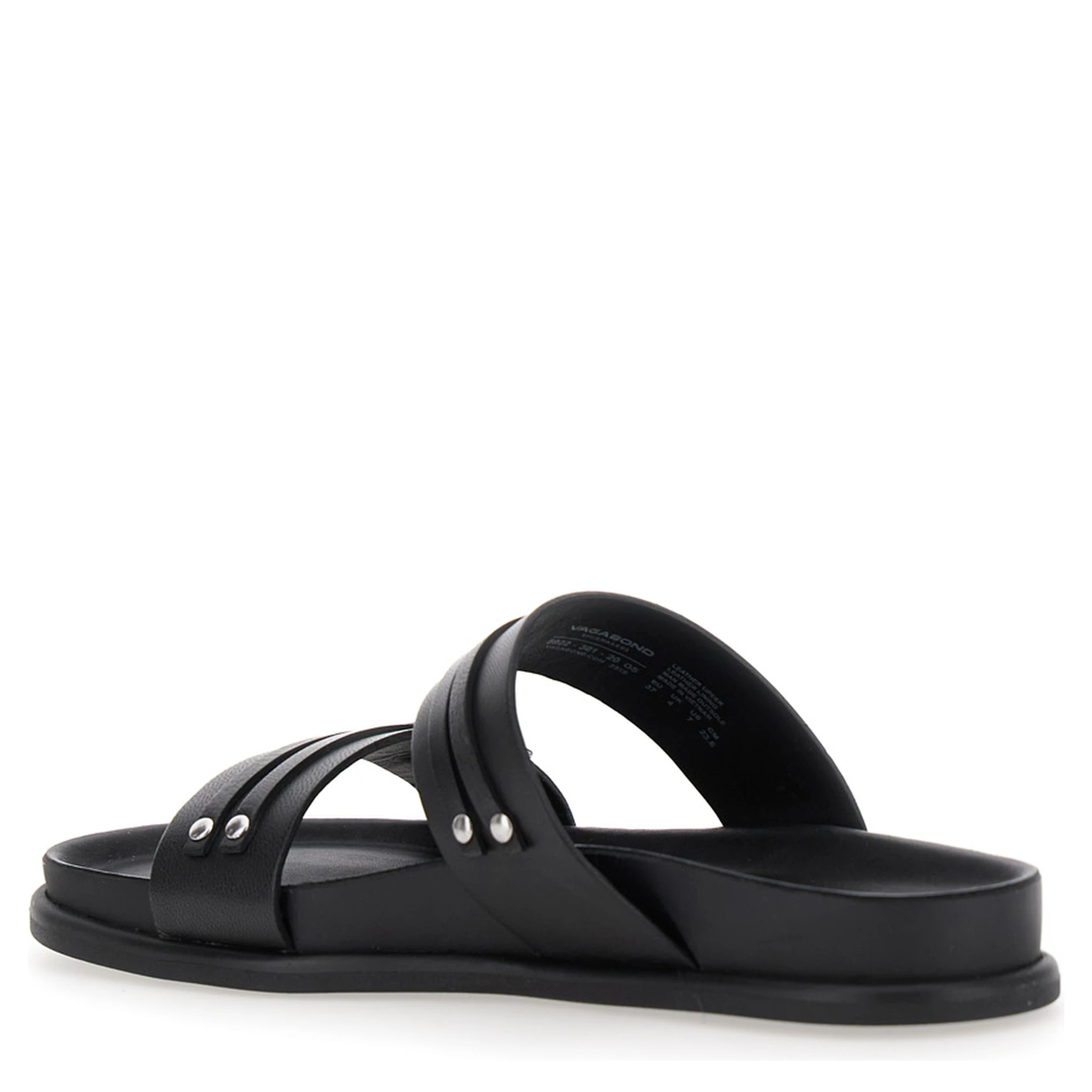 Effie Black Sandals with Two Buckle Closure in Leather Woman