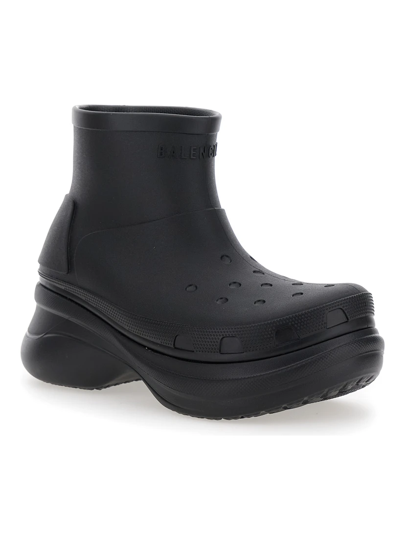 Crocs Black Ankle Boots with Embossed Logo on the Front in Tech Fabric Man