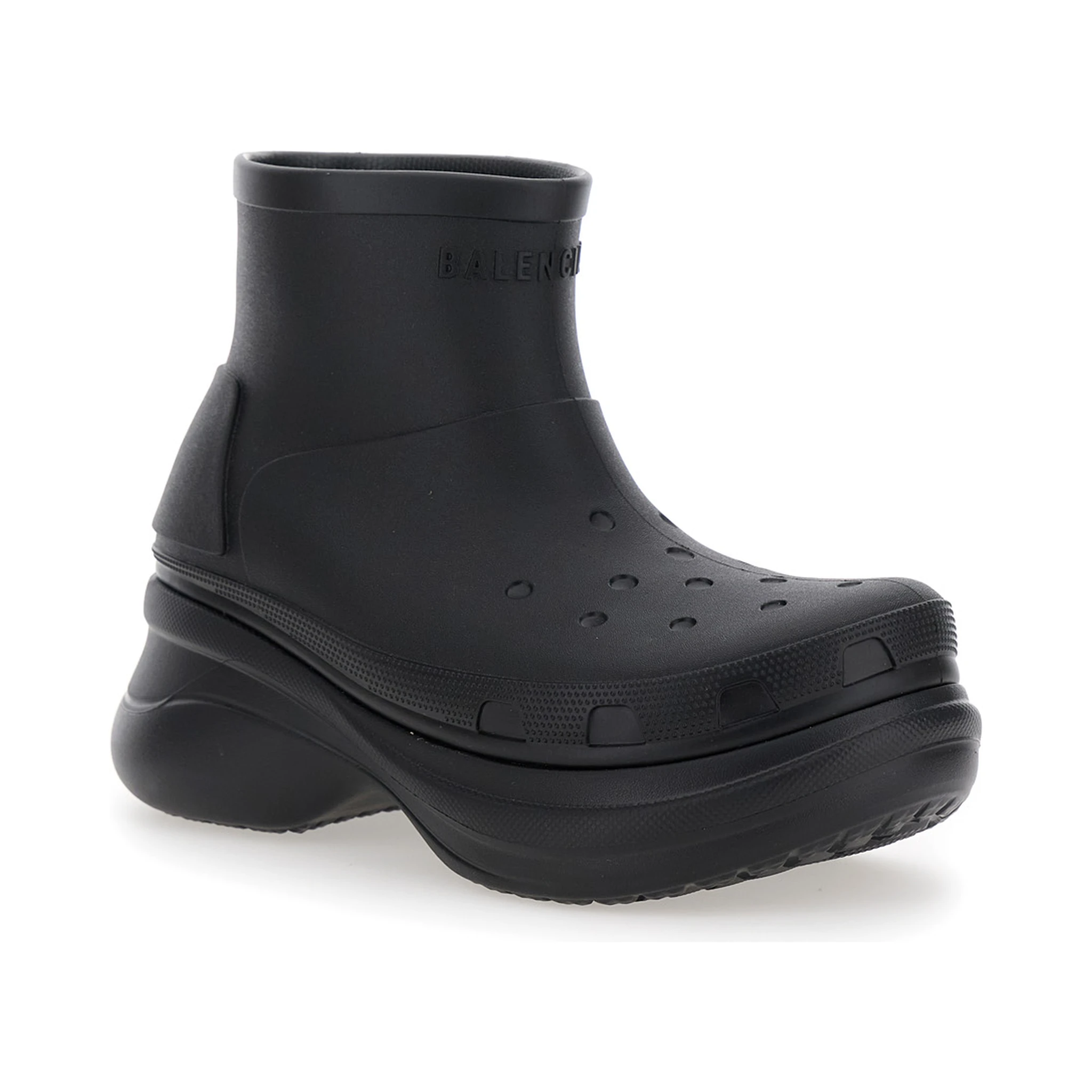 Crocs Black Ankle Boots with Embossed Logo on the Front in Tech Fabric Man