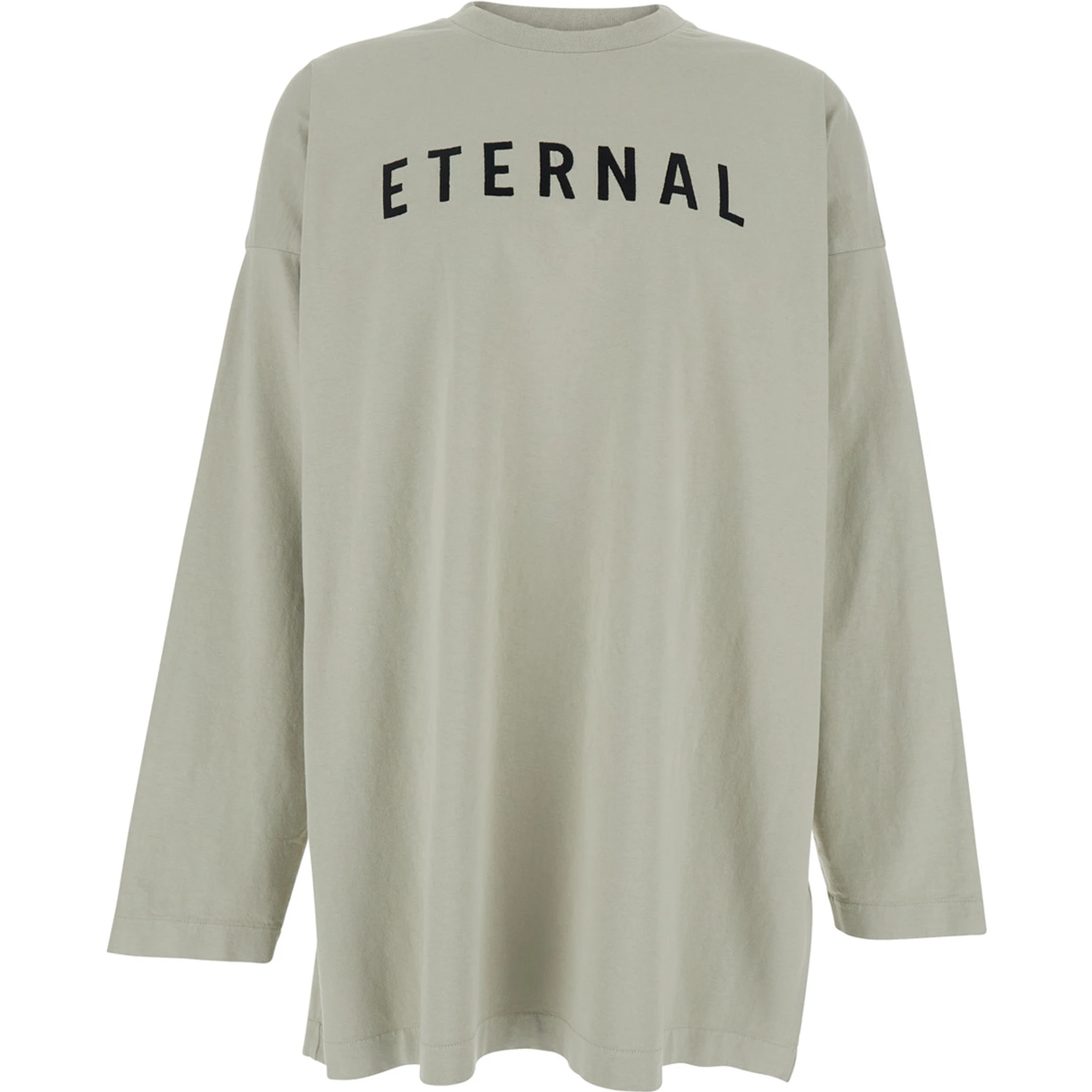 Grey T-shirt with Eternal Print on the Front and Logo Patch on the Back in Cotton Man