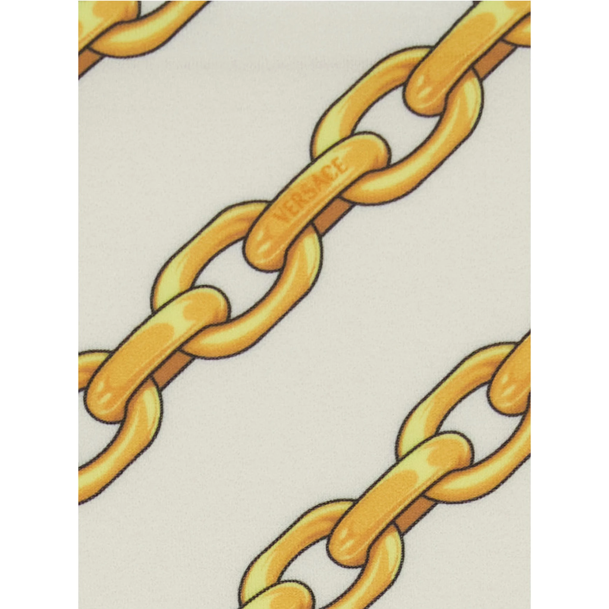 White Bikini Bottom with Adjustable Tie Closure and All-Over Chain Print in Tech Fabric Stretch Woman