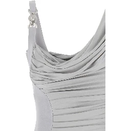 Grey Draped Mini Dress with Medusa 95 Detail in Viscose Woman