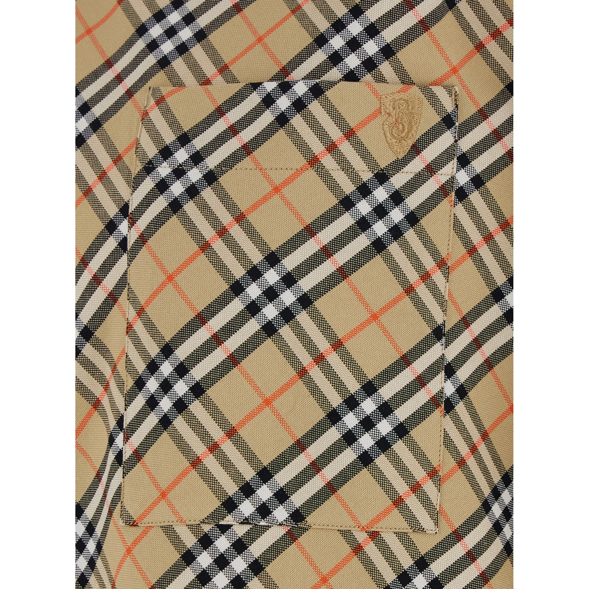 Beige Shirt with All-Over Vintage Check Motif in Cotton Man