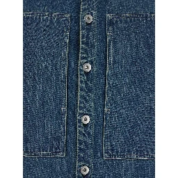 Blue Shirt with Classic Collar and Logo Patch on the Rear in Denim Woman