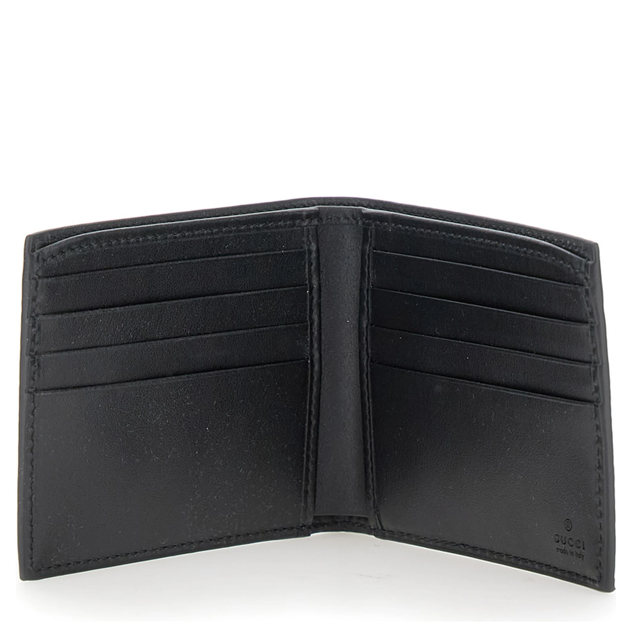 Grey and Black Wallet with GG Maxi Logo on Front in Hammered Leather Man