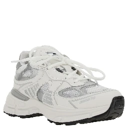 Marathon Ghost Runner White Low Top Sneakers with Reflectivce Details in Leather Blend Woman