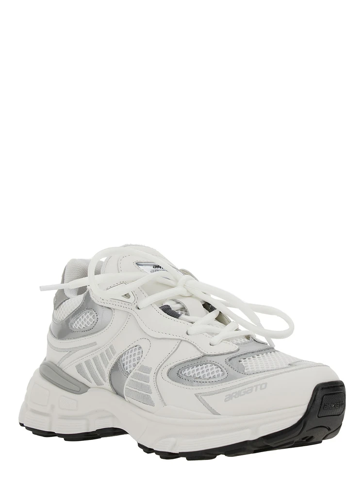 Marathon Ghost Runner White Low Top Sneakers with Reflectivce Details in Leather Blend Woman alternative