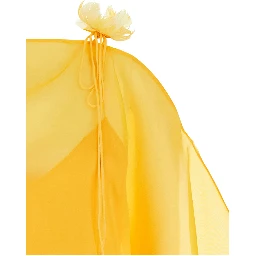 Sza Yellow Caftan with Semi-Transparent Design and Flower Detail in Silk Woman