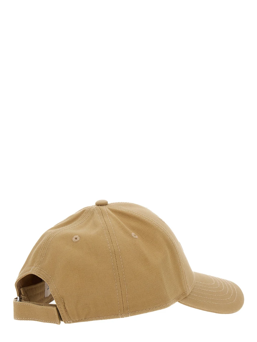 Beige Baseball Cap with Tone on Tone Logo Print in Cotton Woman