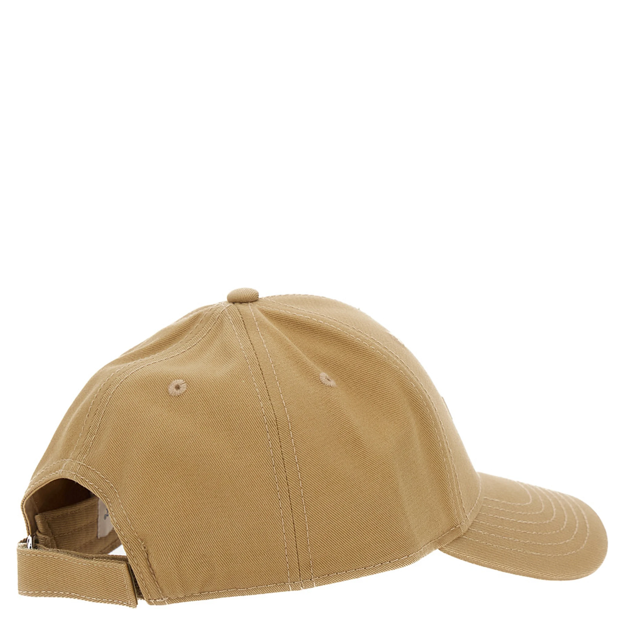 Beige Baseball Cap with Tone on Tone Logo Print in Cotton Woman