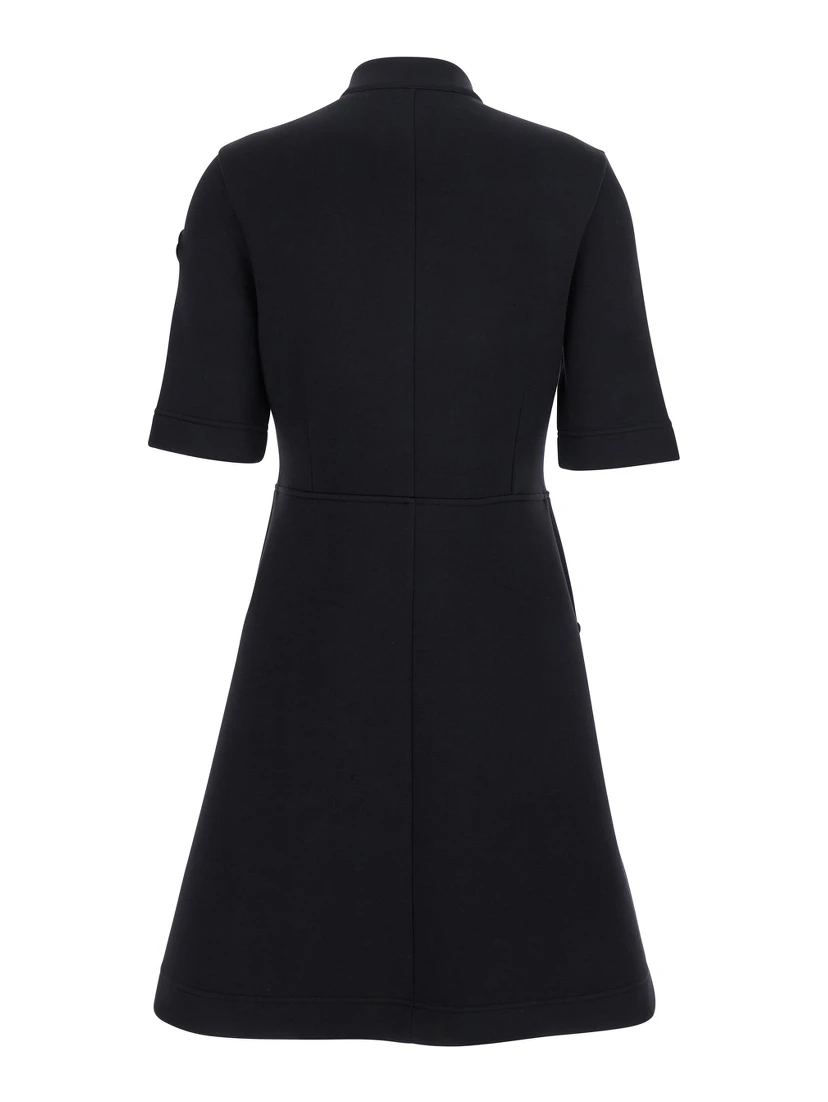 Black Dress with Logo Patch Applied on the Sleeve in Cotton Blend Woman