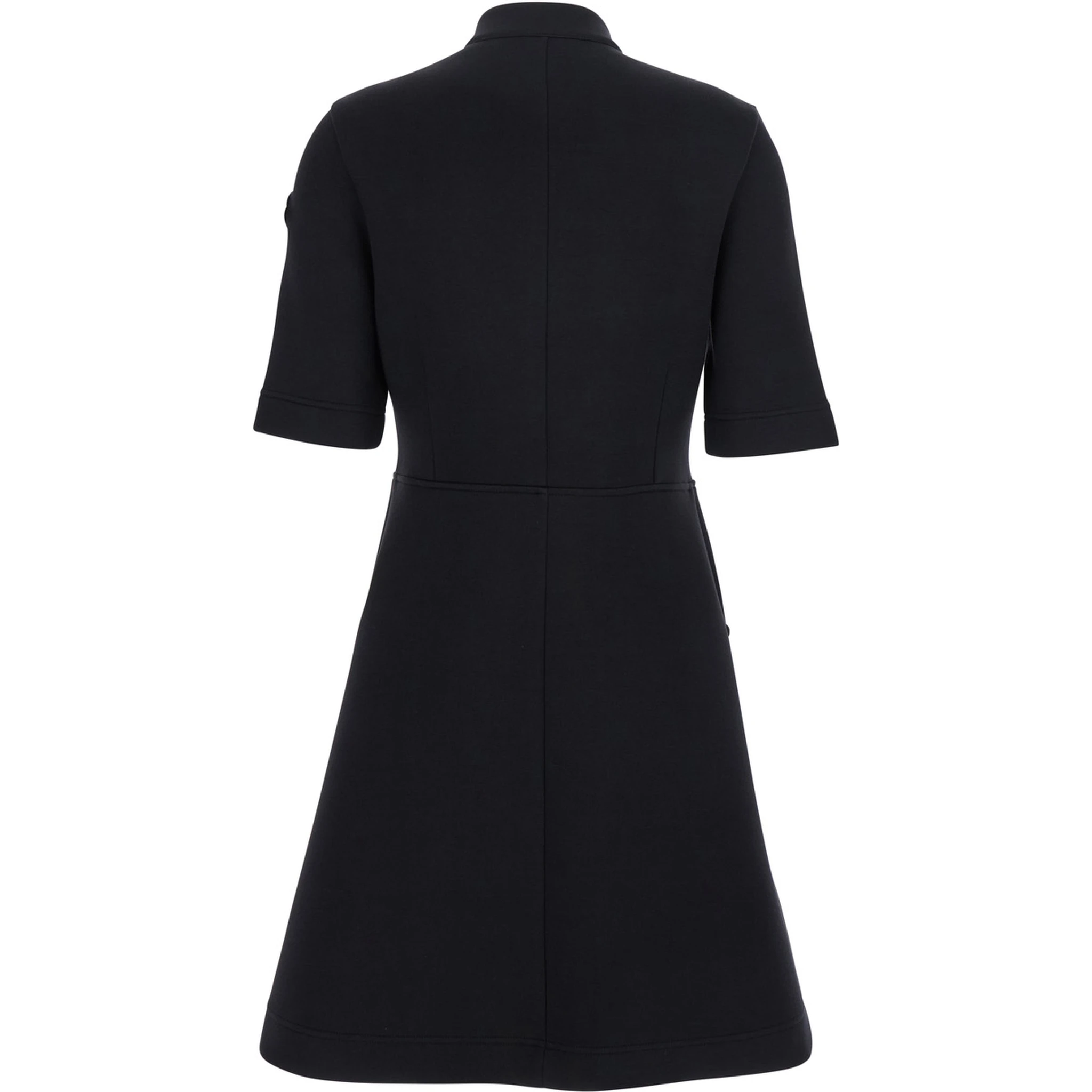 Black Dress with Logo Patch Applied on the Sleeve in Cotton Blend Woman