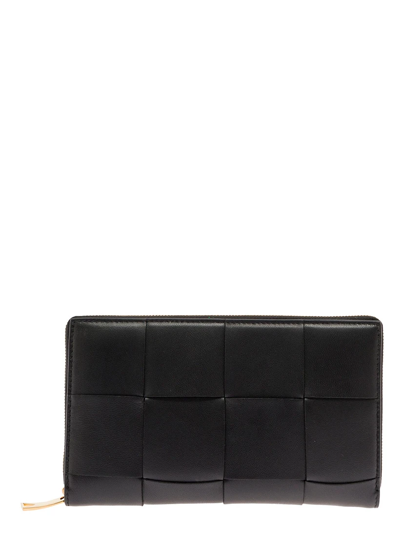Black Intreccio Nappa Leather Wallet Bottega Veneta Woman