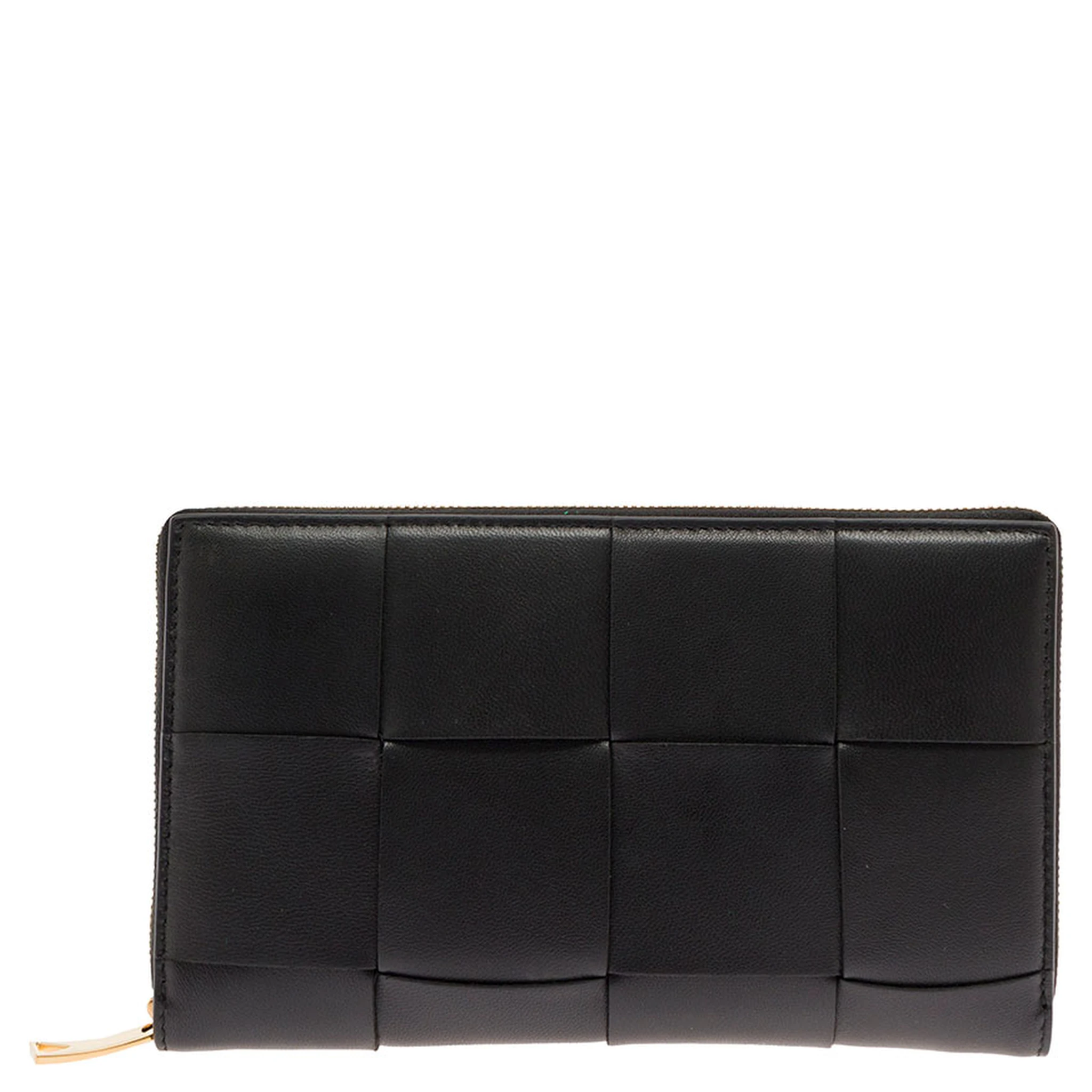 Black Intreccio Nappa Leather Wallet Bottega Veneta Woman