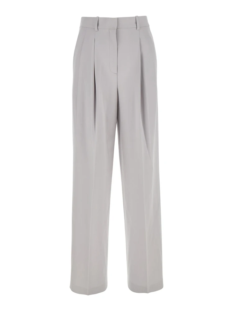 Metallic Pants with High Waist and Front Pences in Tech Fabric Woman
