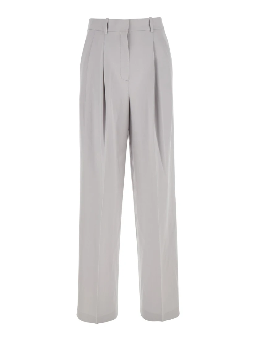 Metallic Pants with High Waist and Front Pences in Tech Fabric Woman