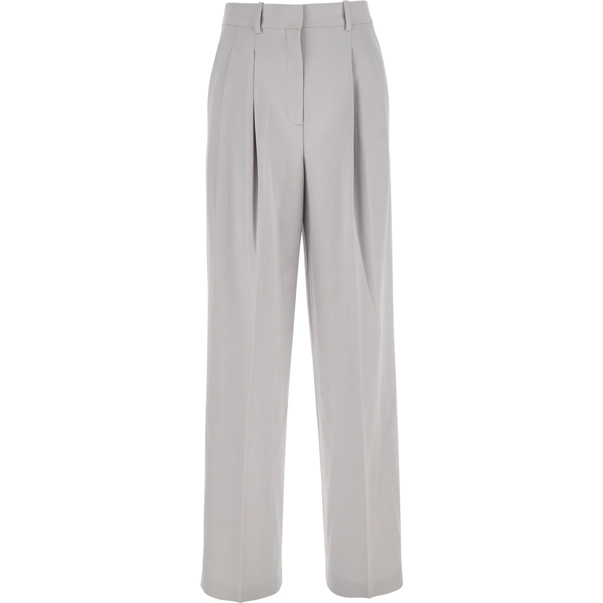 Metallic Pants with High Waist and Front Pences in Tech Fabric Woman