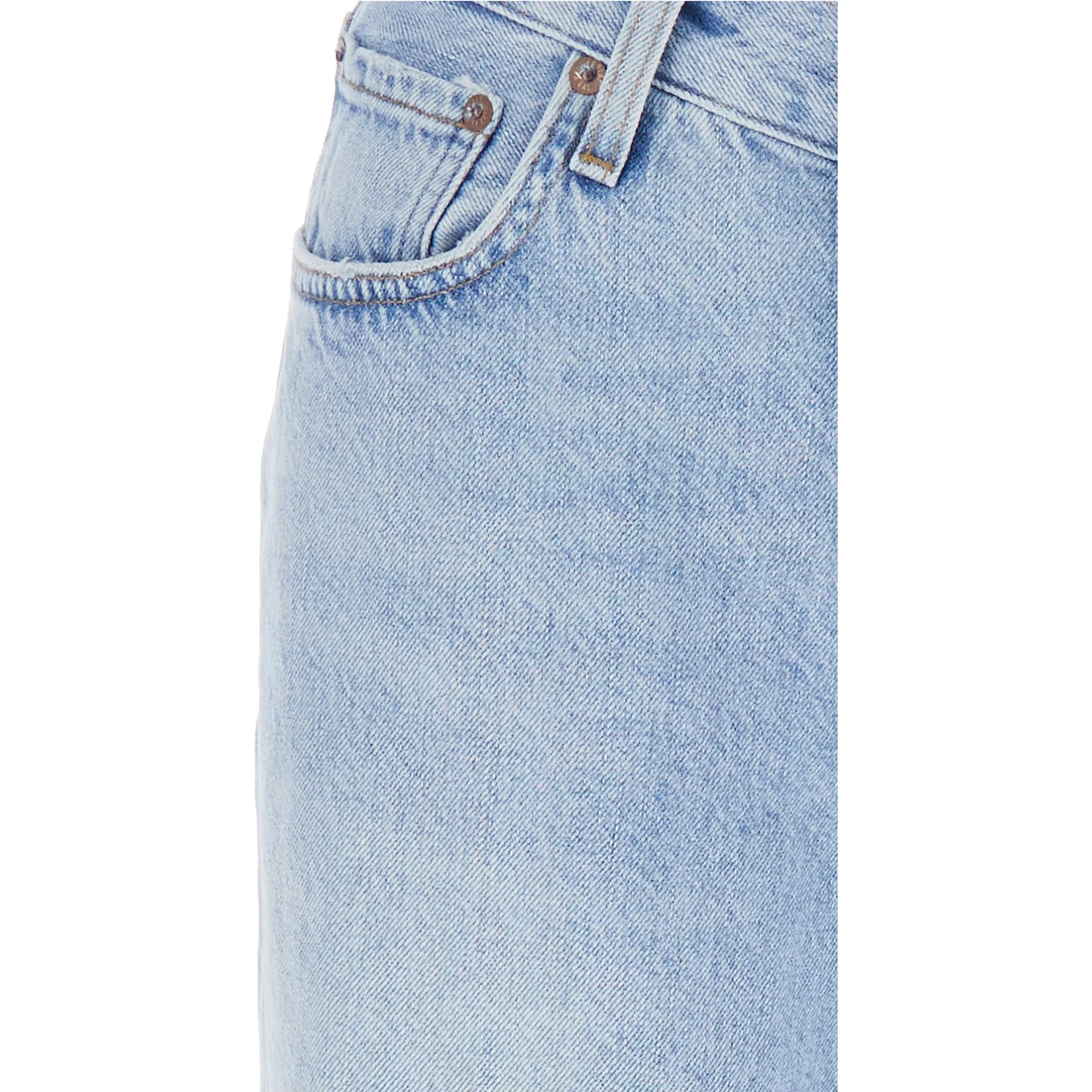 Blue Jeans with Wide Leg and Logo Patch on the Rear in Denim Woman