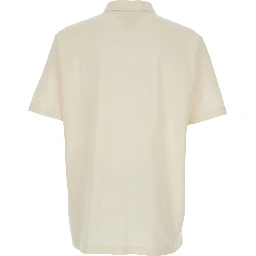 White Polo Shirt with Classic Collar and Logo Embroidery Detail on the Front in Cotton Man