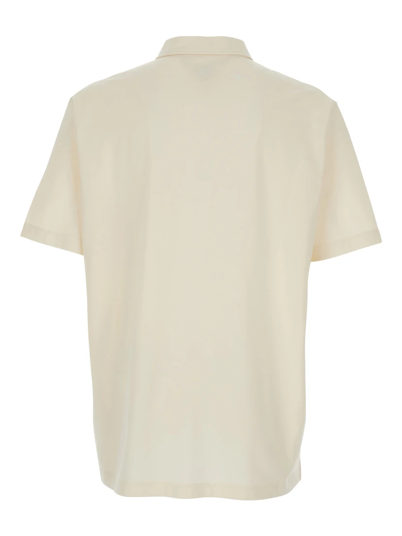 White Polo Shirt with Classic Collar and Logo Embroidery Detail on the Front in Cotton Man