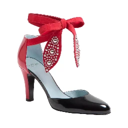 Foliefoliage Black Pumps Bead Embellishment and Color-Block Design in Leather Woman