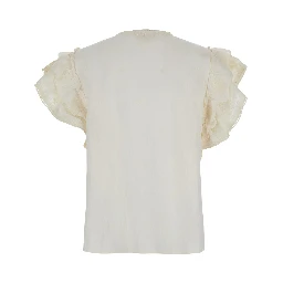 White Top with V-Neck on the Front and Knot Closure in Fabric Woman