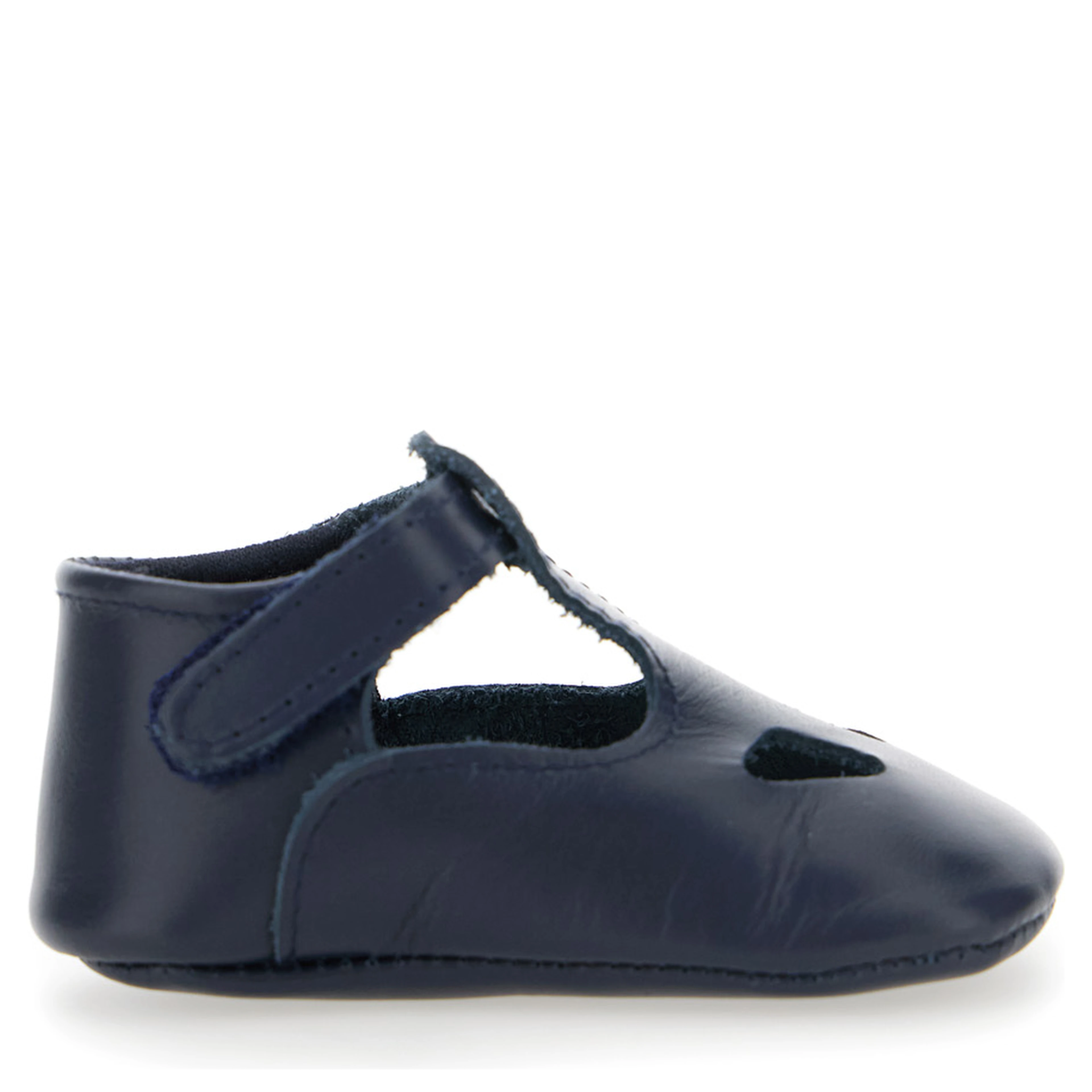 Blue Ballet Shoes with Cut-Out on the Front and Touch-Strap Closure in Leather Baby