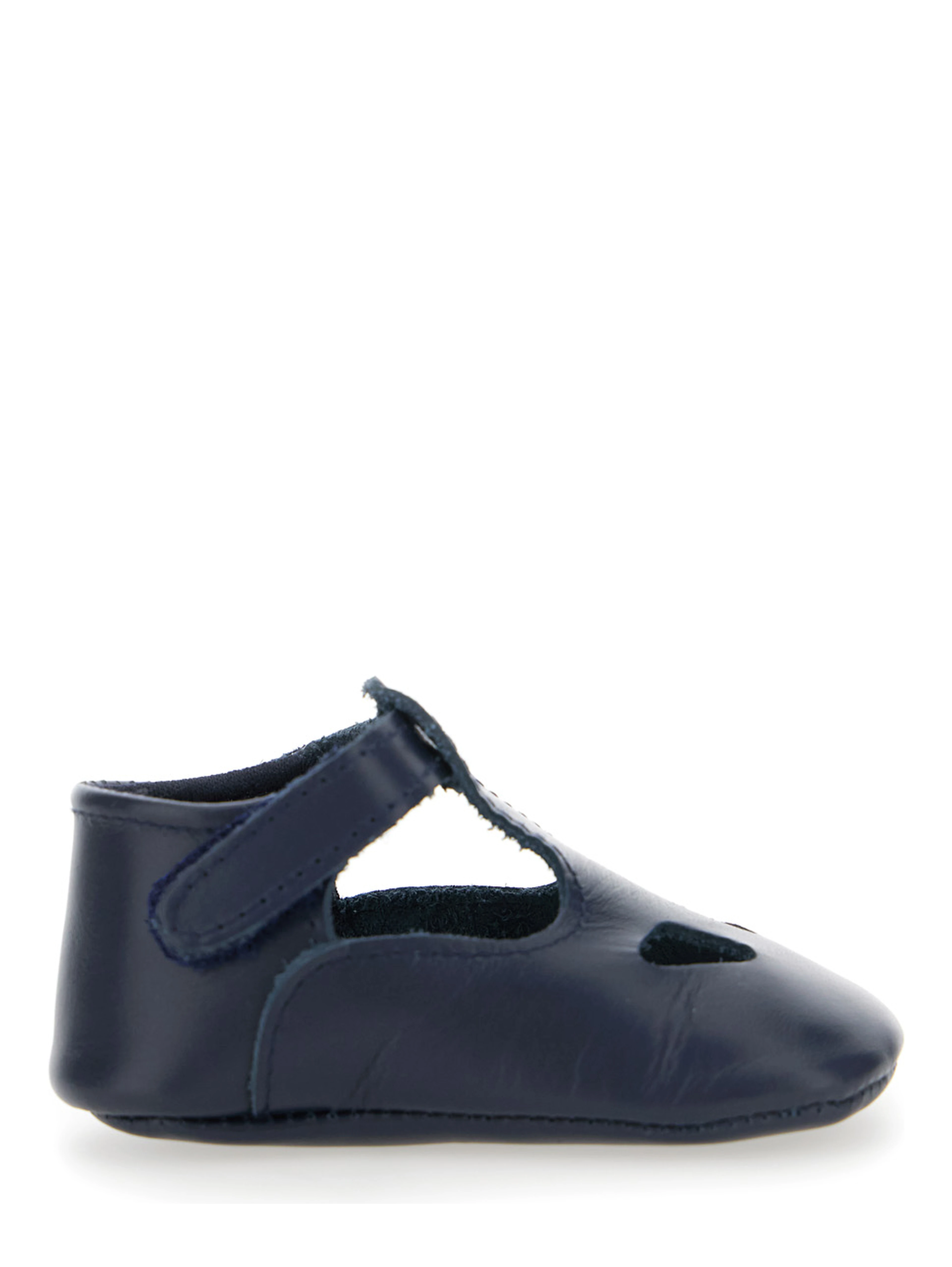 Blue Ballet Shoes with Cut-Out on the Front and Touch-Strap Closure in Leather Baby