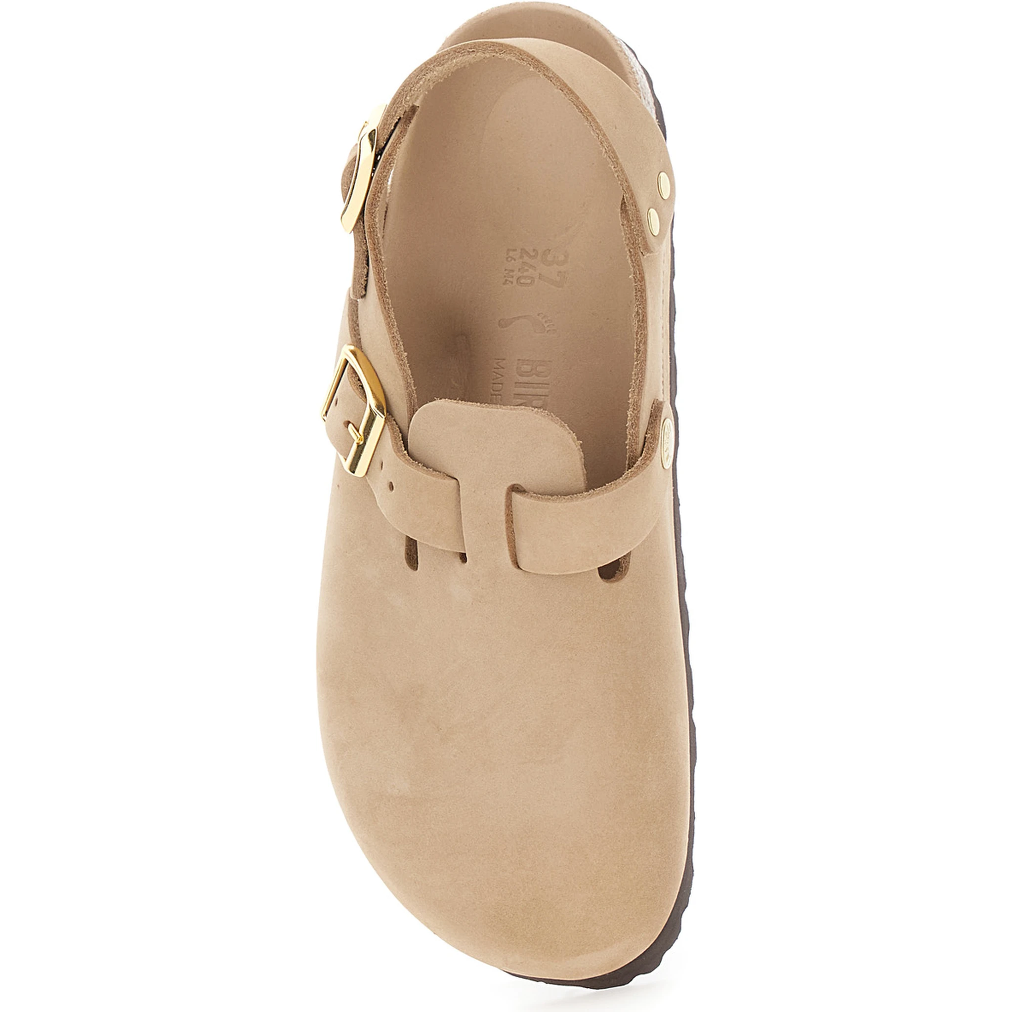 Mule Tokio con Fibbia sul Fronte e sul Retro in Pelle Beige Donna