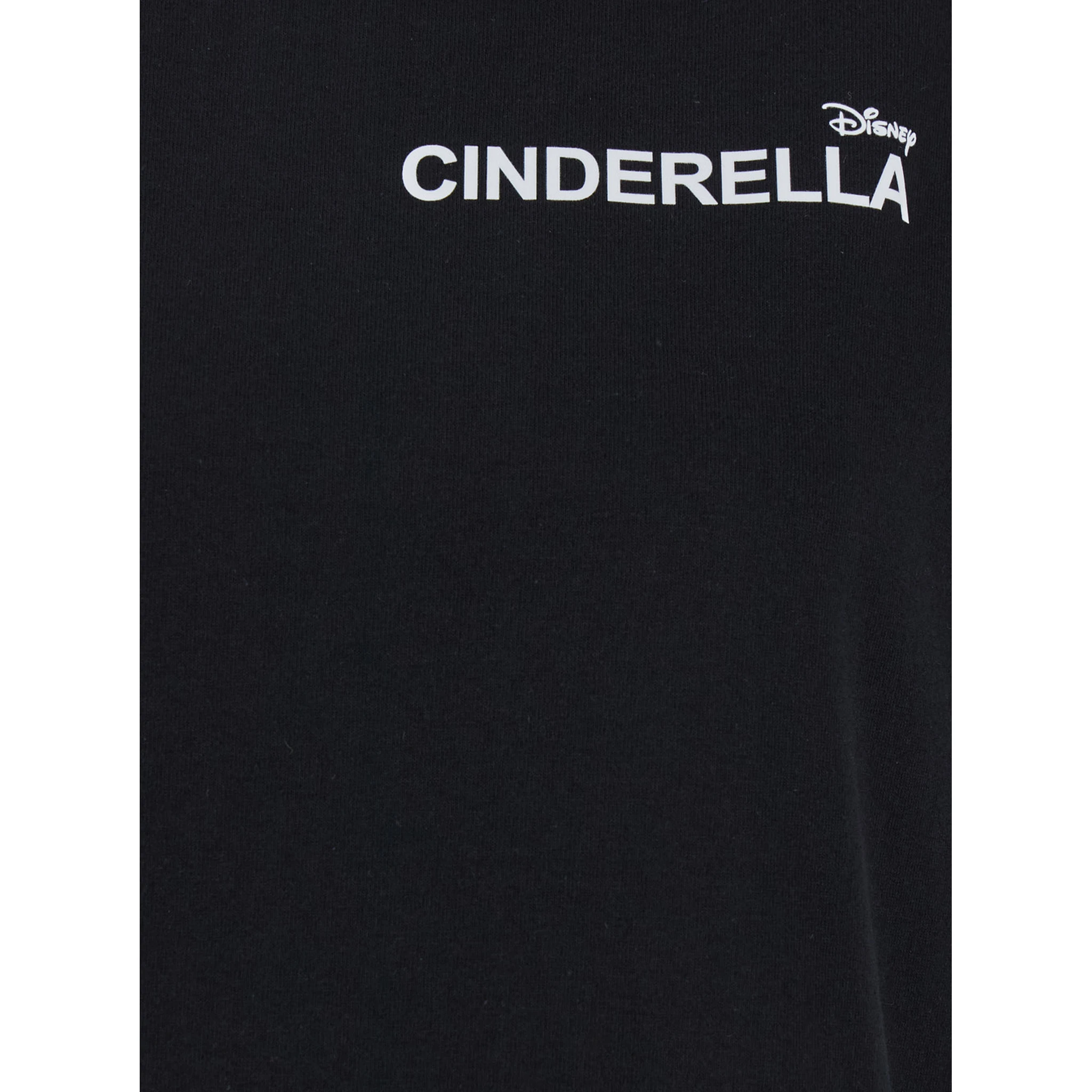Cinderella Black T-Shirt with Logo Printed on the Front and Print on the Back in Cotton Woman