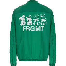 Ostria Green Bomber Jacket with Maxi Print on the Rear and Logo Patch on the Sleeve in Tech Fabric Man