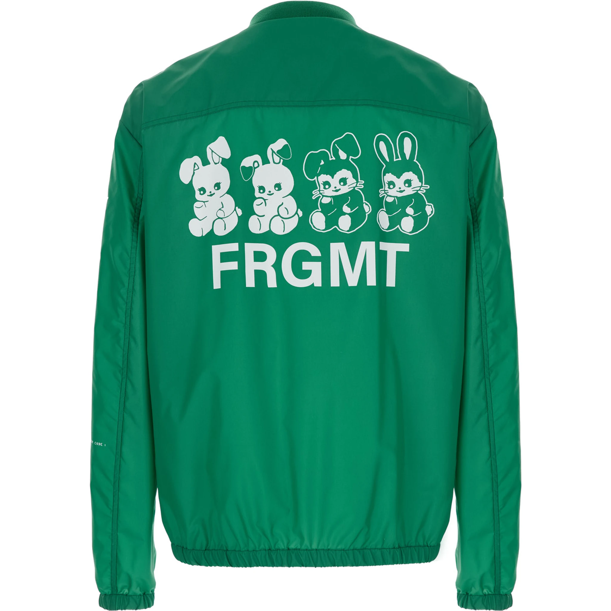 Ostria Green Bomber Jacket with Maxi Print on the Rear and Logo Patch on the Sleeve in Tech Fabric Man