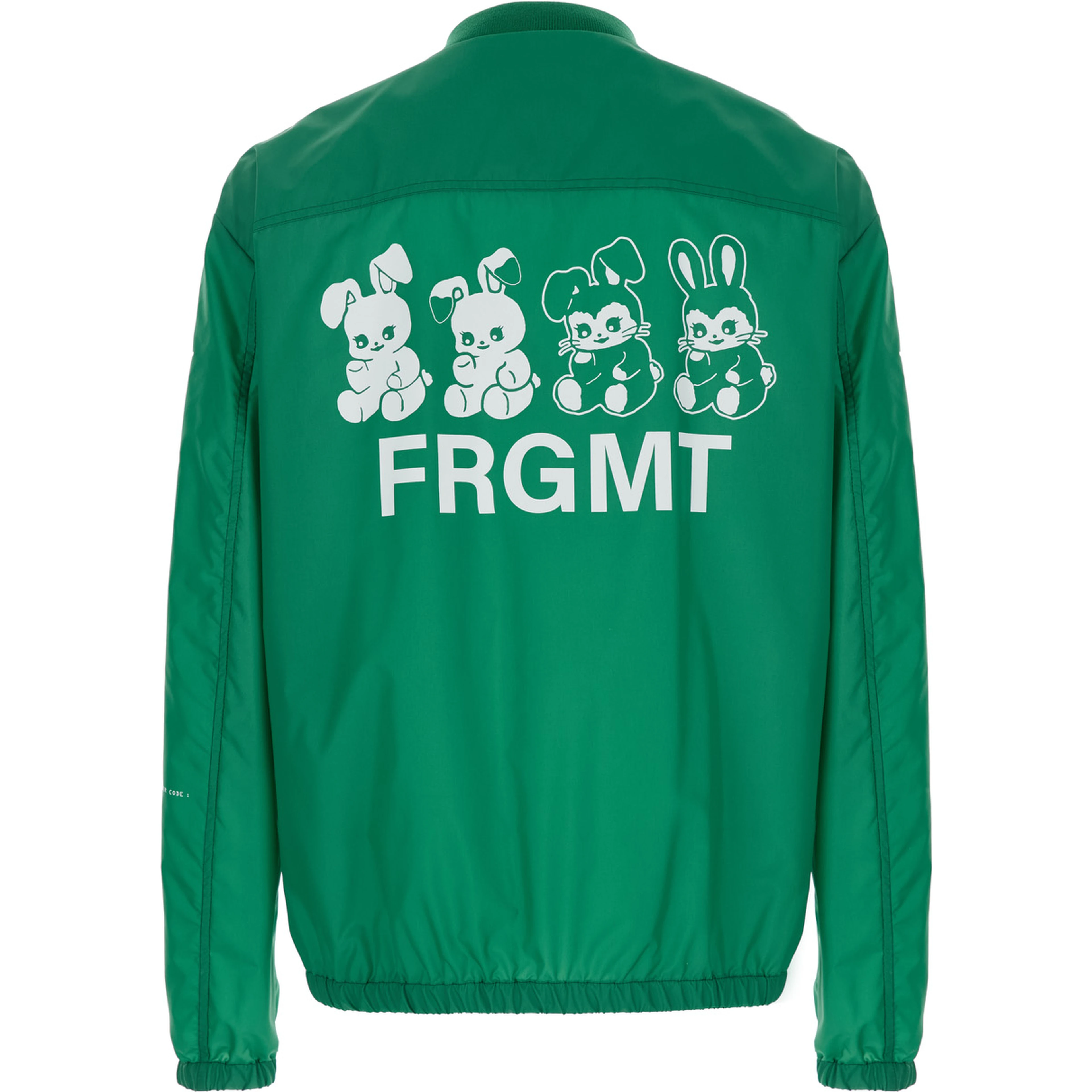 Ostria Green Bomber Jacket with Maxi Print on the Rear and Logo Patch on the Sleeve in Tech Fabric Man