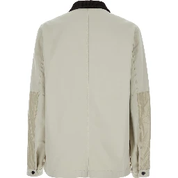 Jeike Beige Jacket with Ribbed Classic Collar and Logo Patch on the Sleeve in Cotton Man