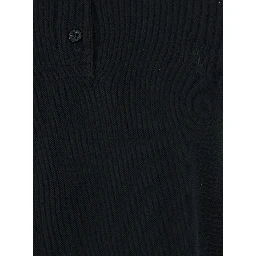 Black Sleeveless Polo Shirt with Classic Collar and Cassandre Embroidery on the Front in Cotton Woman